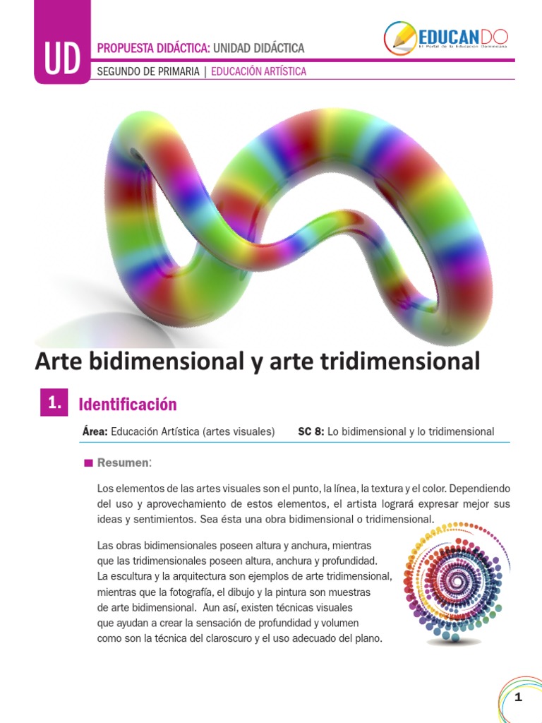Arte Bidimensional y Tridimensional para Niños | PDF | Educación en ...