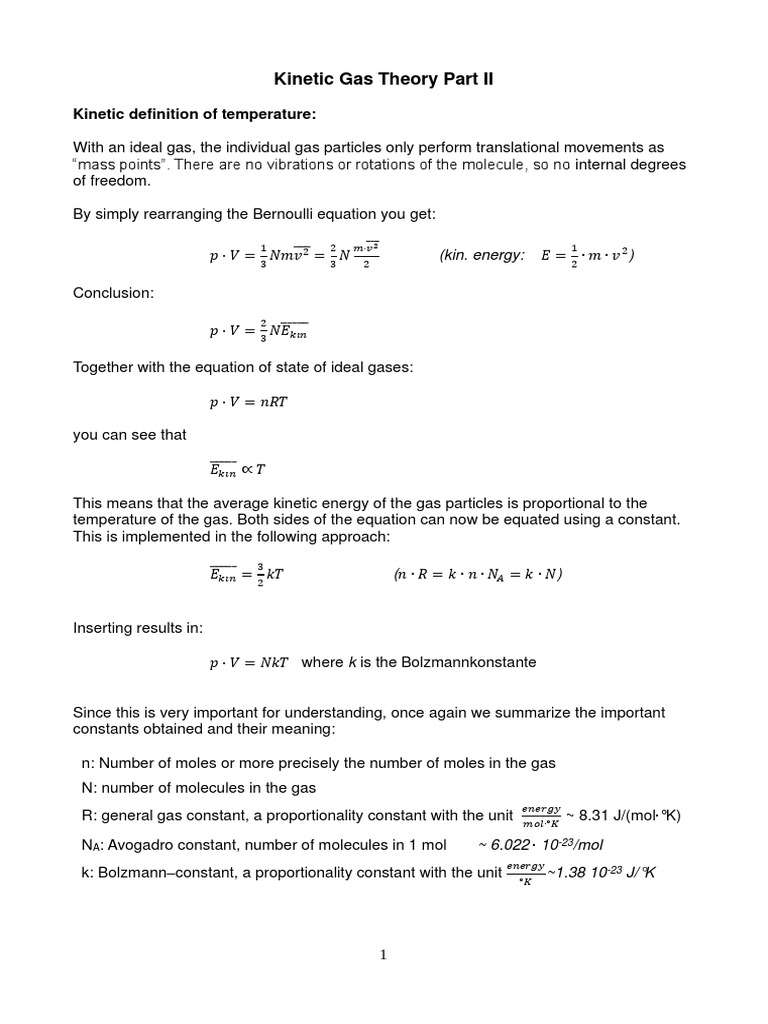 Kinetic Gas Theory Explained | PDF | Gases | Temperature