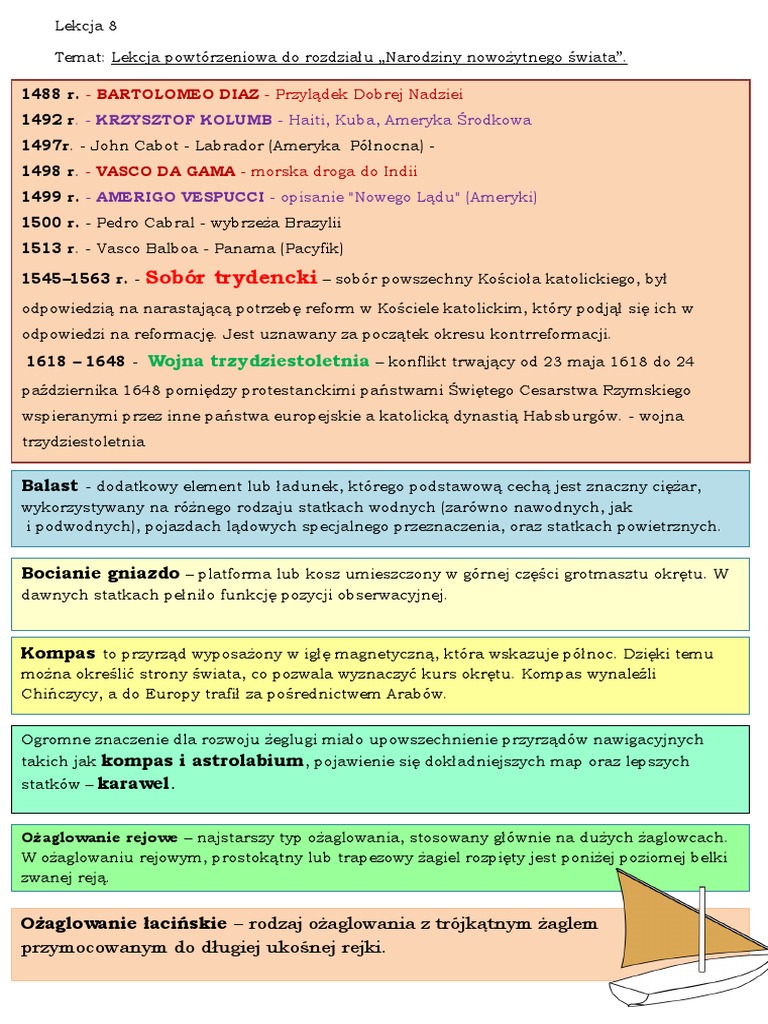 Sprawdzian Historia Klasa 6 Dział 1 Narodziny Nowozytnego Swiata