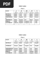 Time Table Class 3 Days I II III IV V Monday Tuesday Wednesda Y Thursday Friday Saturday