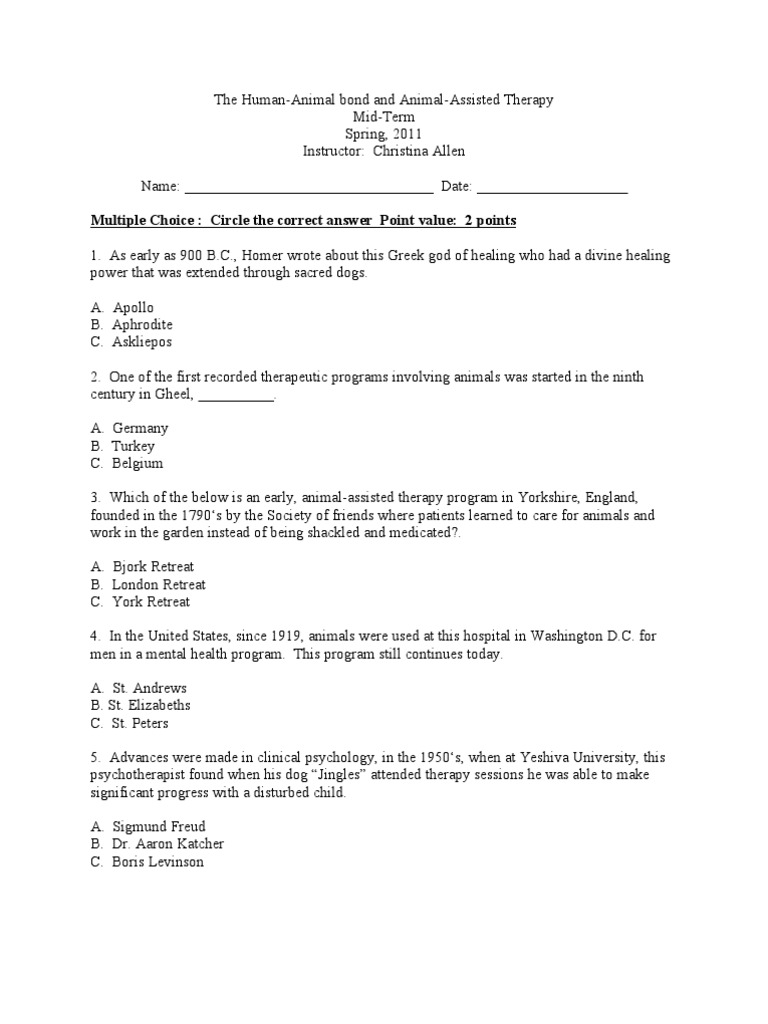 Allen Exam[1] Psychotherapy Dogs