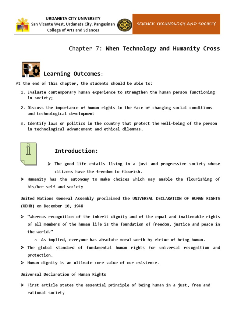Learning Outcomes: Chapter 7: When Technology and Humanity Cross | PDF ...