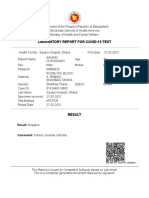 Laboratory Report For Covid-19 Test: Result: Negative