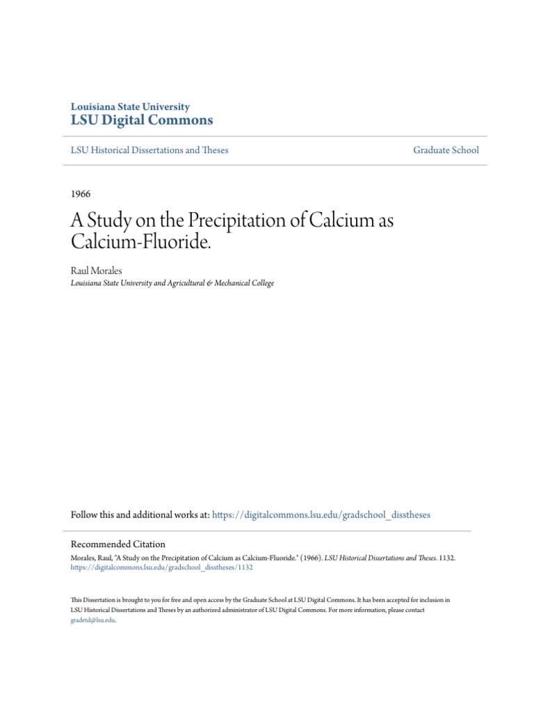 A Study On The Precipitation of Calcium As Calcium-Fluoride. | PDF ...