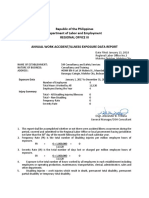 Republic of The Philippines Department of Labor and Employment Regional Office Iii Annual Work Accident/Illness Exposure Data Report