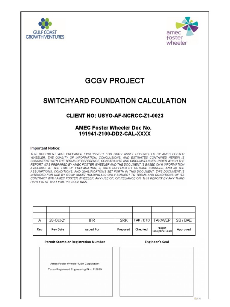 Switchyard Foundation Calculation Report | PDF | Stress (Mechanics ...
