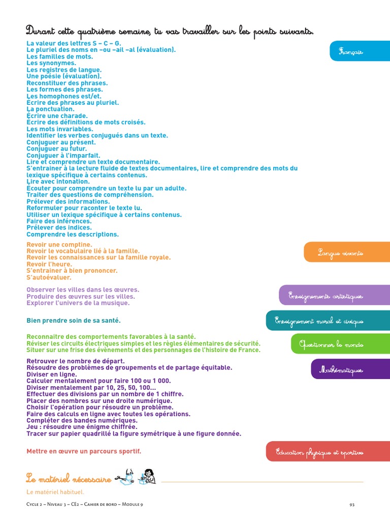 Galm Page De Garde Cahier Cahier de Bord - Semaine 4 | PDF | Verbe | Ponctuation