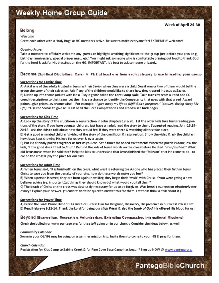 Weekly Home Group Guide: April 24-30 | PDF | Resurrection Of Jesus ...