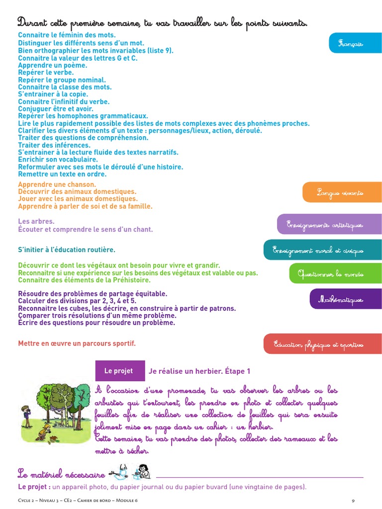 Galm Page De Garde Cahier 5 E2M6 TE WB 00 19 - Semaine1 | PDF | Phrase | Langue française