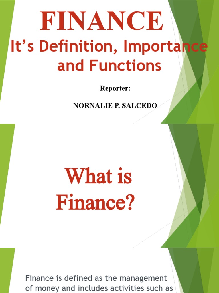 Finance, ITS DEFINITION, IMPORTANCE AND FUNCTION | PDF | Profit ...