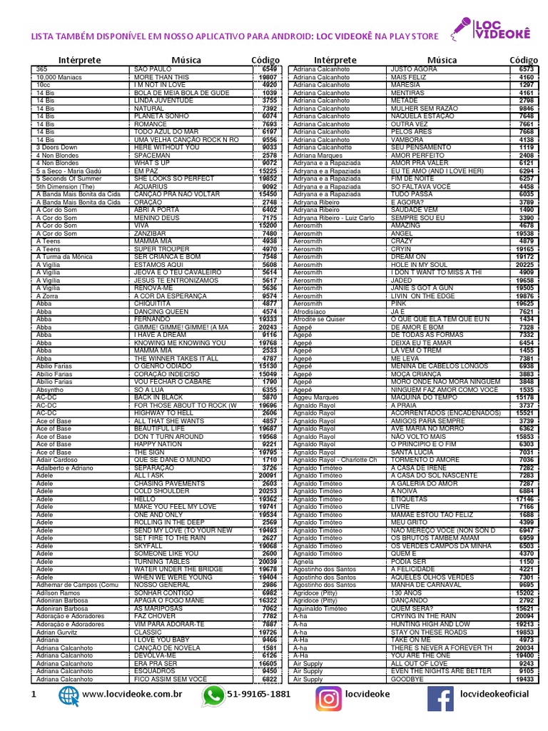 Lista de Músicas Nacionais | PDF | Amor, image size:768x1024
