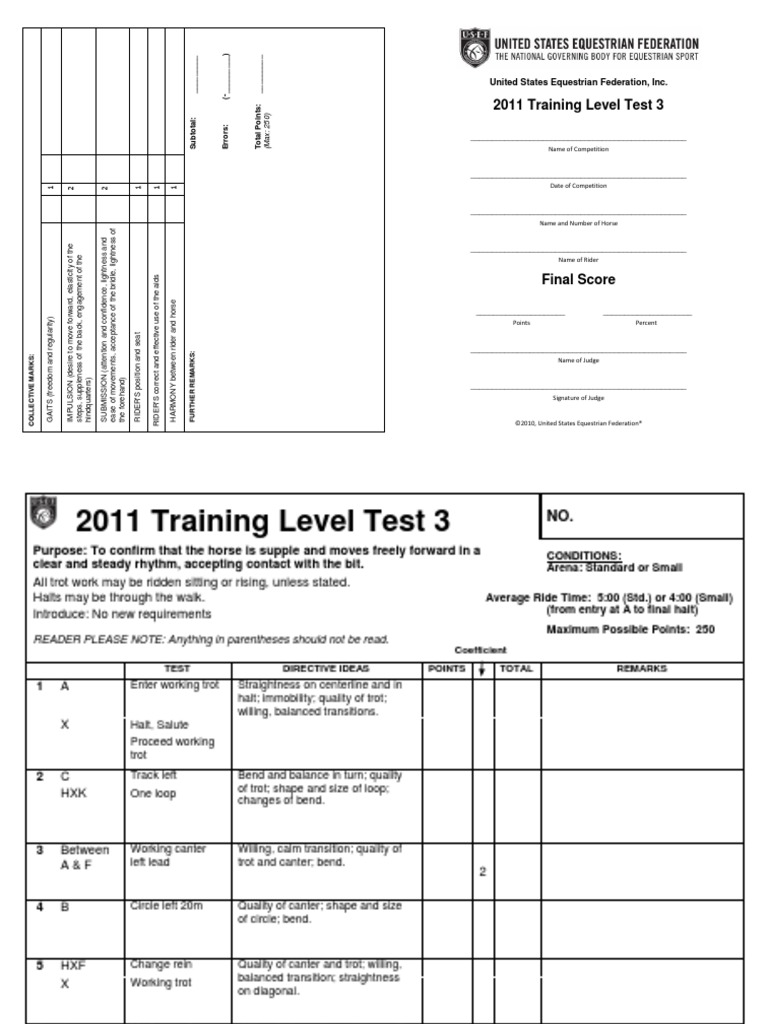 Training Level Test 3 PDF Horse Gait Dressage