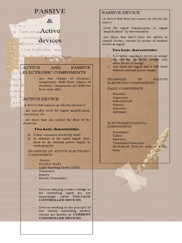 Active vs Passive Devices Explained | PDF | Passivity (Engineering ...