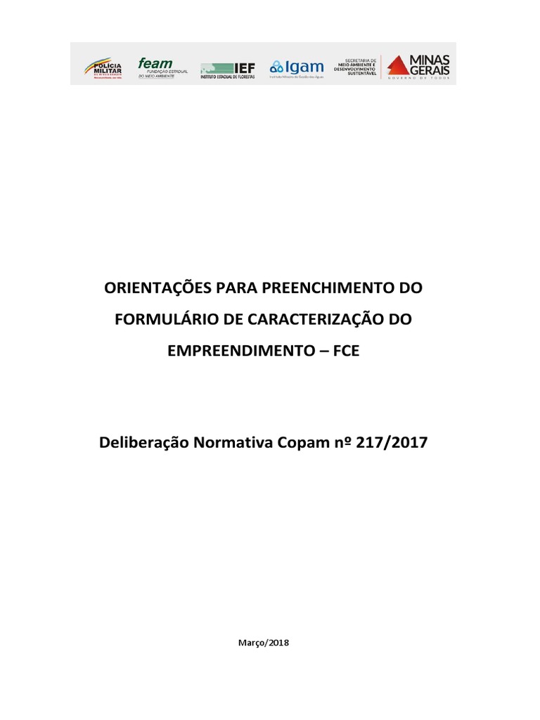 Orientações para Formulário FCE 1.10 | PDF | Estado | Ambiente natural