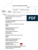 Evaluación de Ciencias Naturales 4° Lunes 30 de Agosto