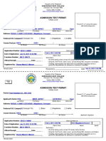 Admission Test Permit: Tertiary Level