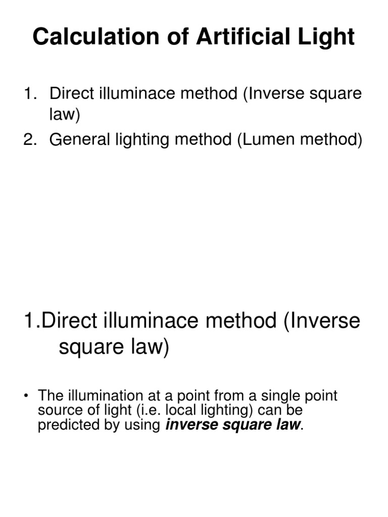 Artificial Lighting Calculation PDF Lighting Incandescent Light Bulb