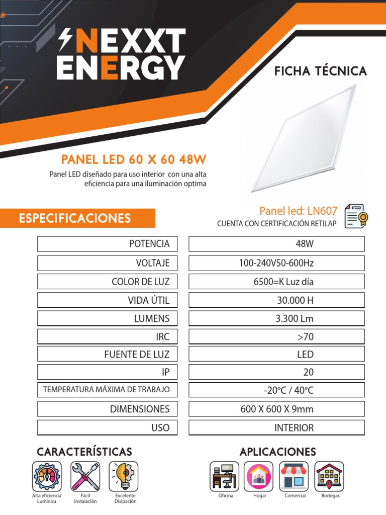 Ficha Tecnica Paneles Led 60x60 1 PDF