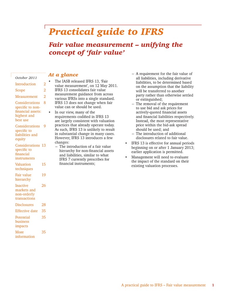 IFRS 13 Fair Value Measurement Guide | PDF | Fair Value | International ...