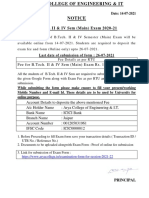B.tech II and IV Sem Exam Form Notice 2020-21