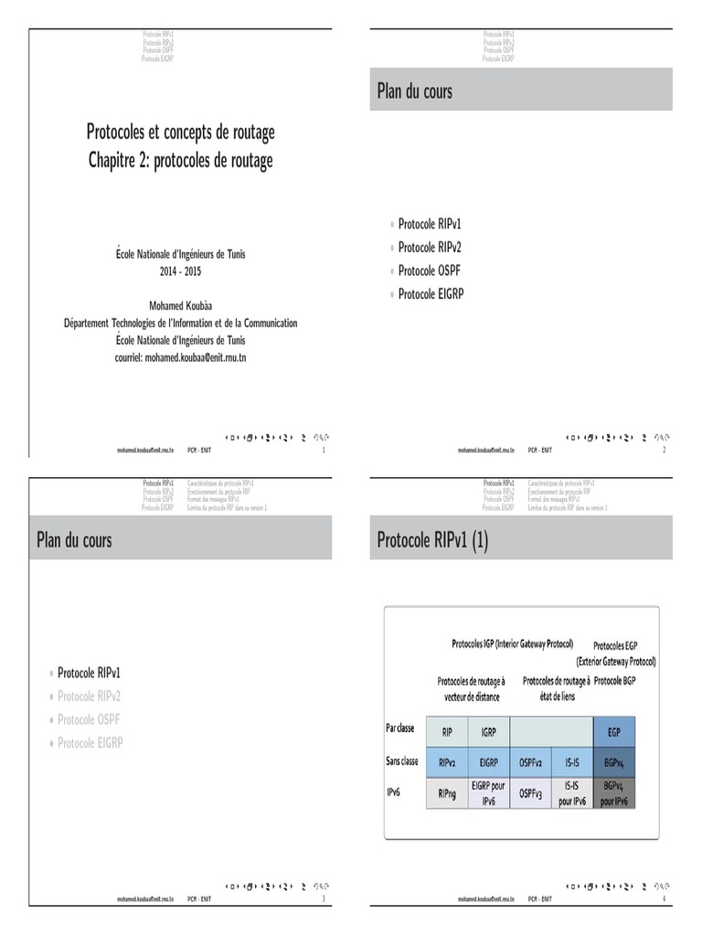 Protocoles de routage : RIPv1 à EIGRP | PDF | Adresse IP | Routage