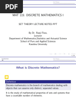 Mat 115: Discrete Mathematics I: Set Theory Lecture Notes