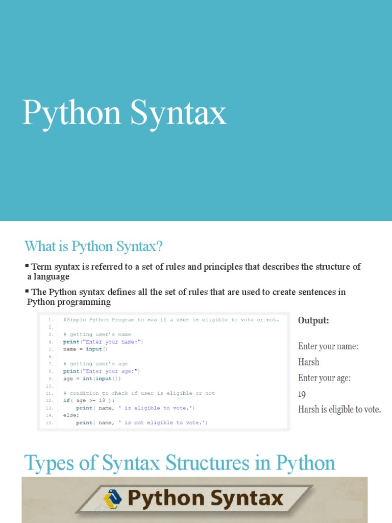 Python Syntax | PDF | Reserved Word | Grammar