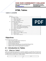 Chapter 4. HTML Tables: Table of Contents