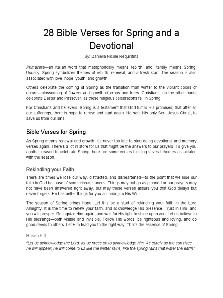 28 Bible Verses For Spring and A Devotional | PDF | Faith | Love
