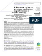 A Systematic Literature Review On Shar I'ah Governance Mechanism and Firm Performance in Islamic Banking