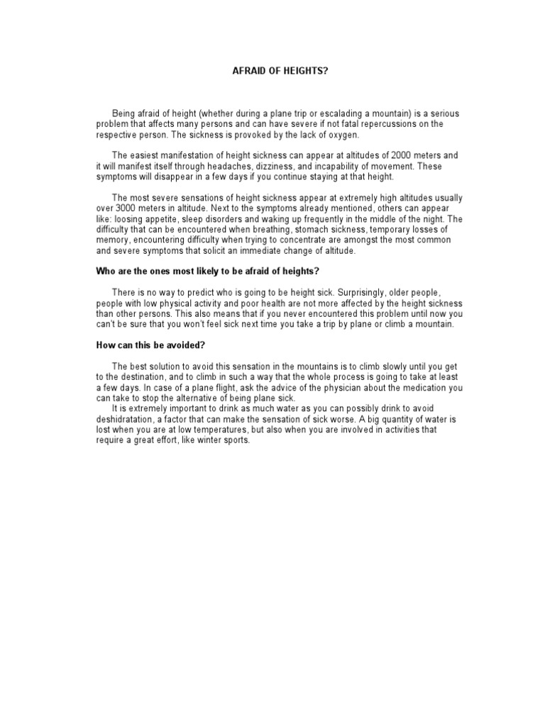 Understanding Height Sickness Symptoms | PDF | Lifestyle