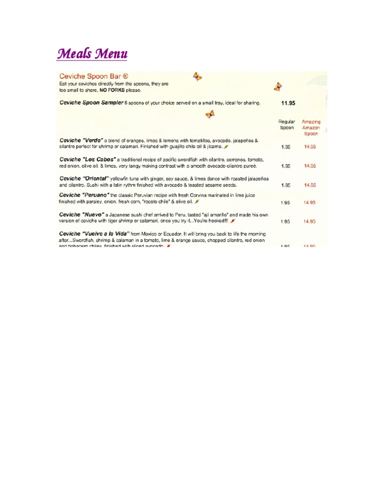 Delicious Meals Menu Options | PDF