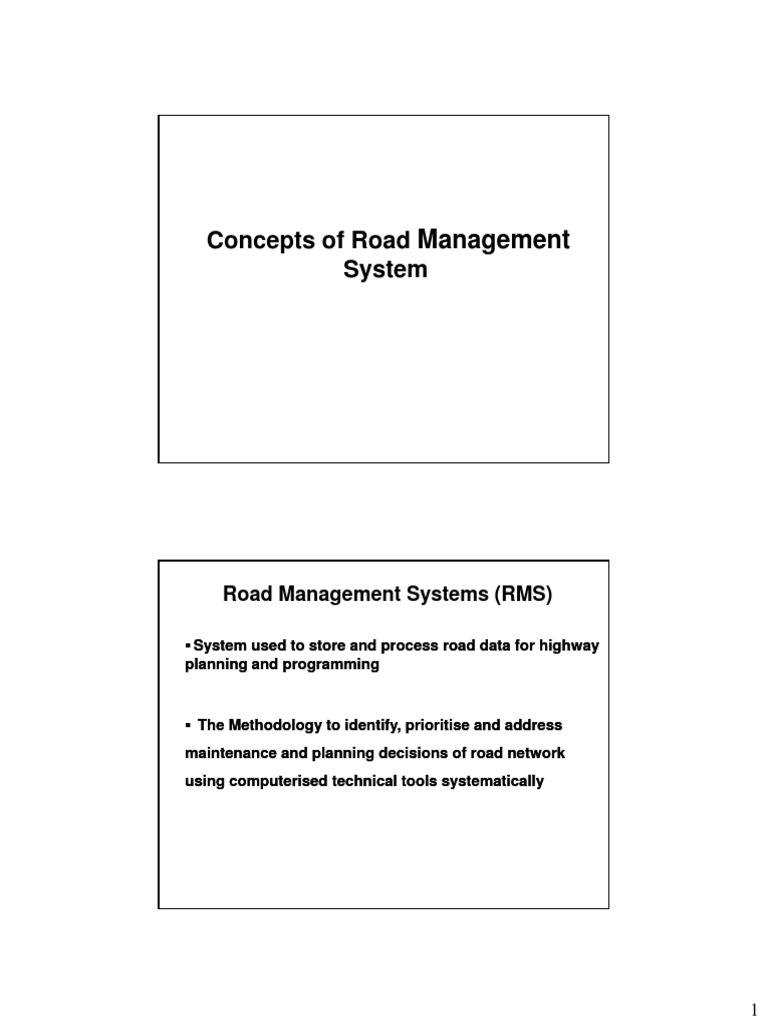 3Concepts of Road Management System PDF Road Asset Management