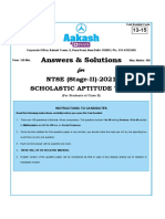 Answers & Solutions: NTSE (Stage-II) - 2021 Scholastic Aptitude Test