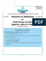 Answers & Solutions: NTSE (Stage-II) - 2021 Mental Ability Test