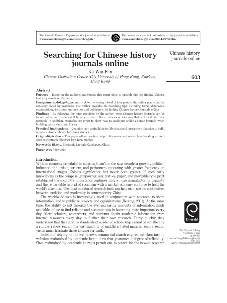Chinese History Journals PDF Academic Journal East Asia