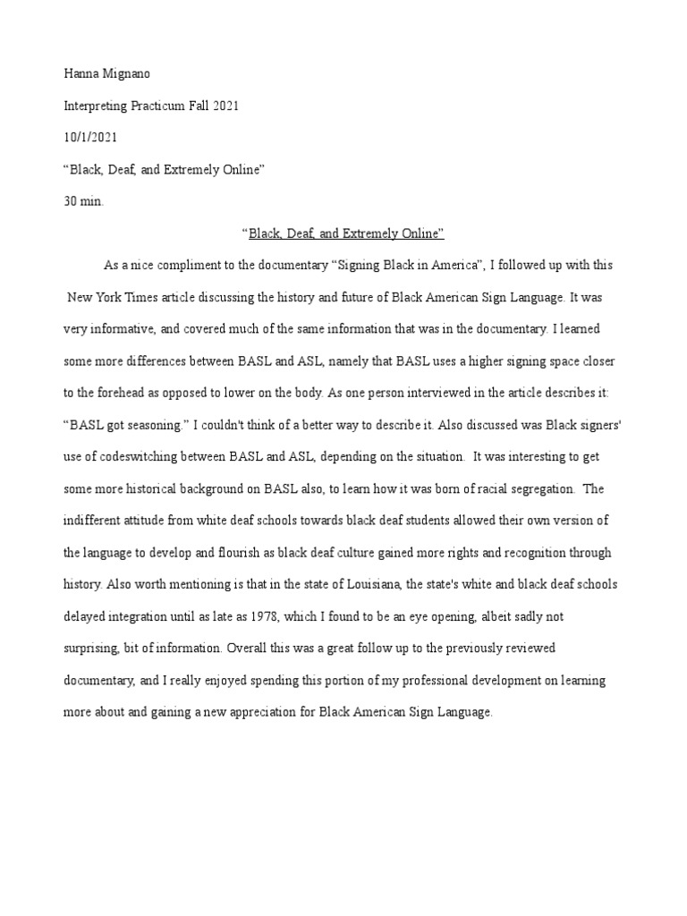 Black Deaf Culture and BASL Insights | PDF