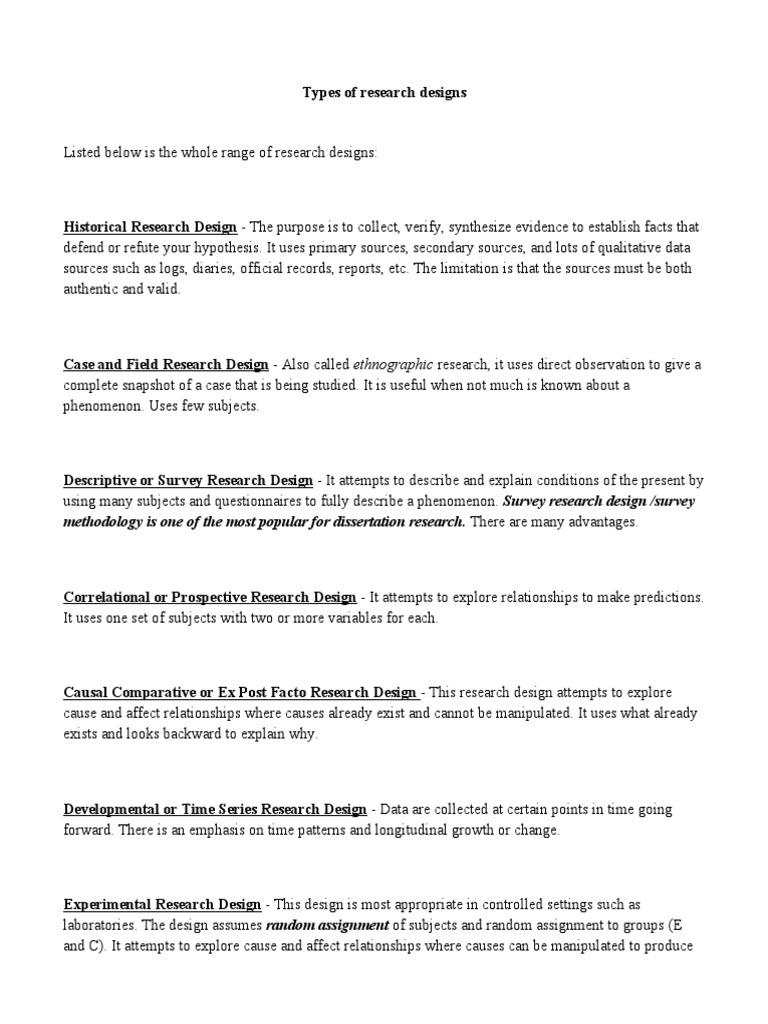 Overview of Research Design Types | PDF