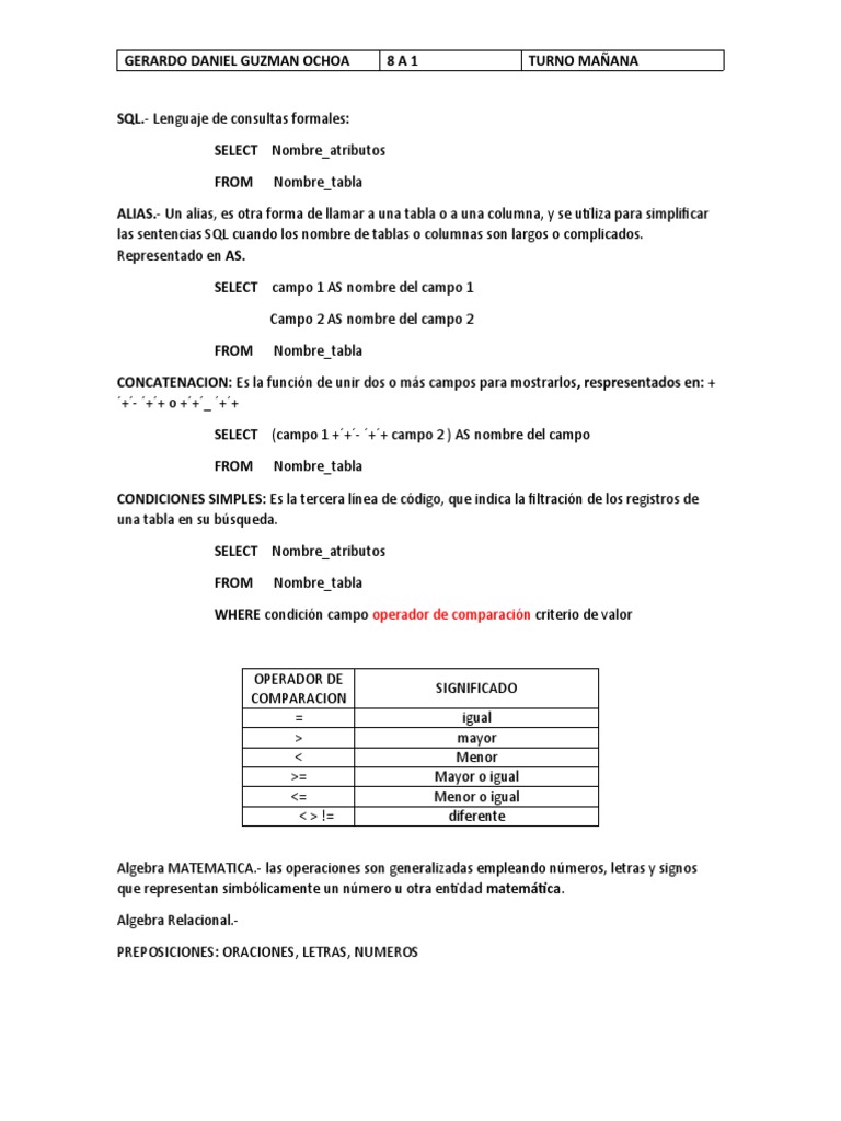 Guía Completa de SQL y Operadores Lógicos | PDF | SQL | Programación de ...