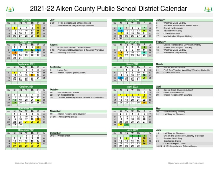 202122 School Calendar PDF Academic Term Public Holiday