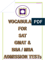 Vocabulary for SAT, GMAT, BBA/MBA admission test.