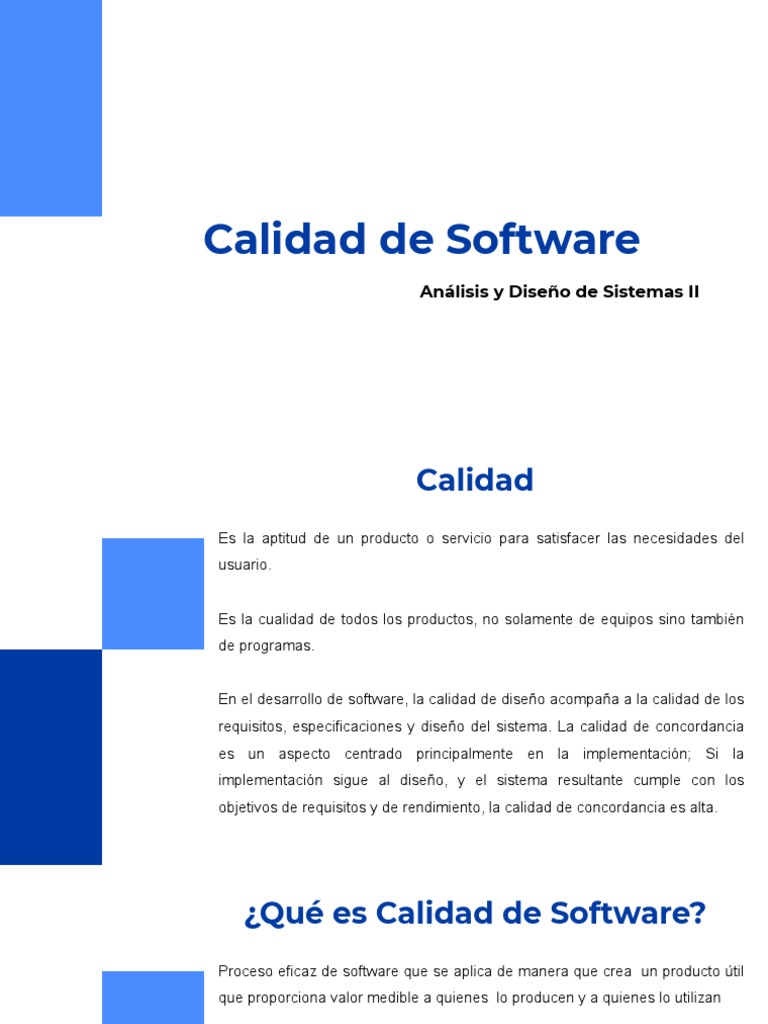 Importancia de la Calidad en Software | PDF | Calidad (comercial ...