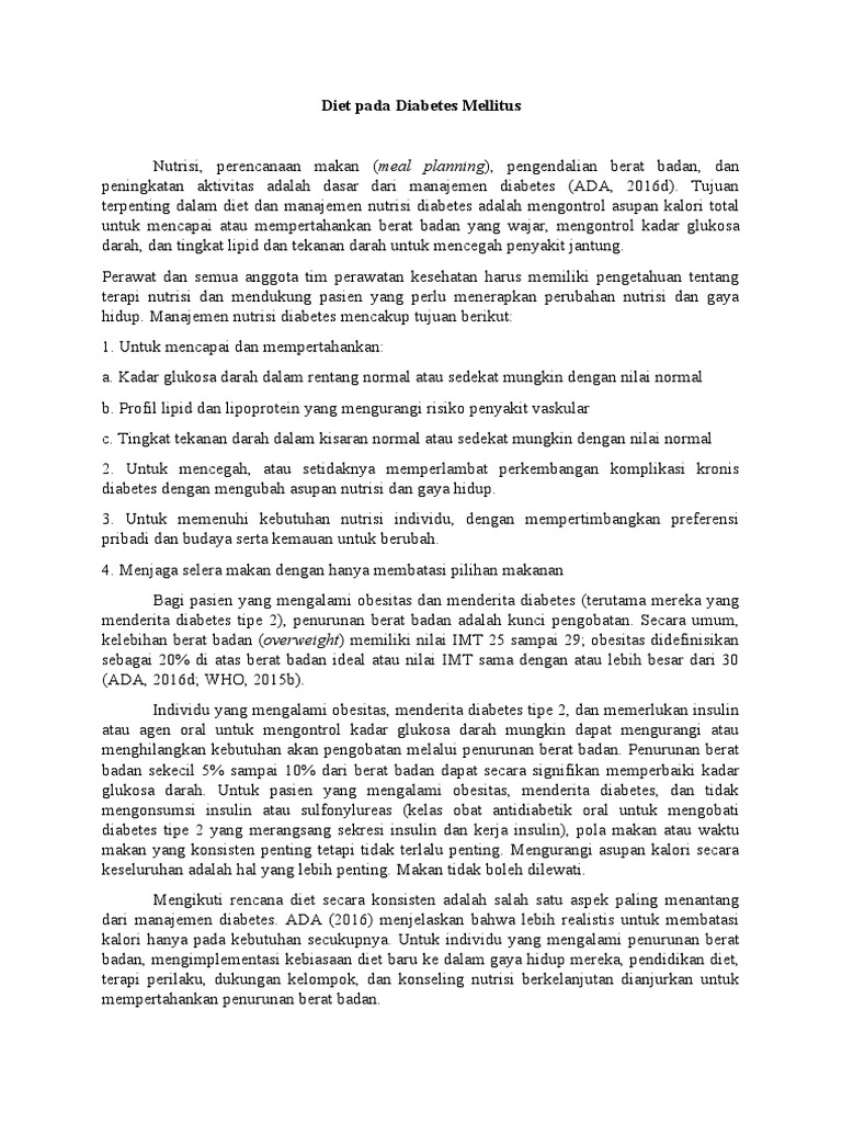 Diet Pada Diabetes Mellitus | PDF
