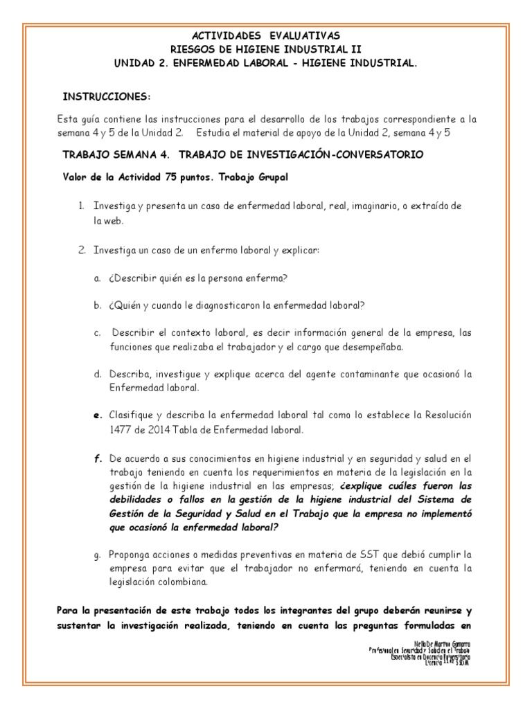 Guia de Trabajo-Unidad 2 (Semana 4 y 5) Rhi-2 | PDF | Seguridad y salud ...