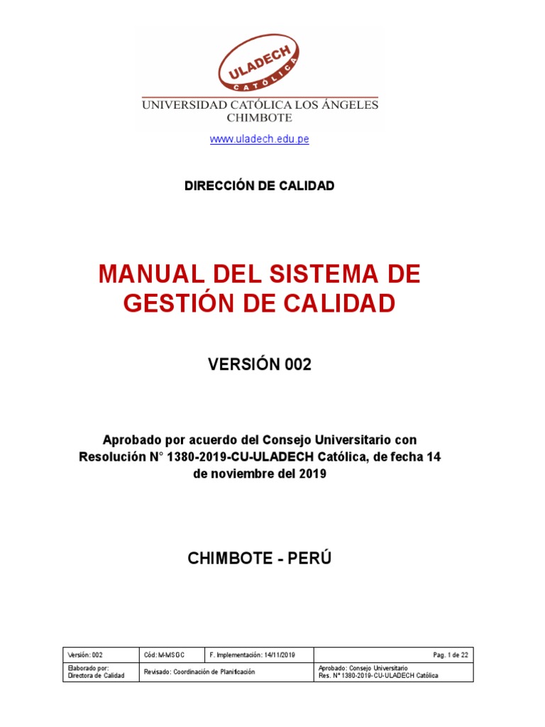 Manual Sistema Gestion Calidad v002 | Descargar gratis PDF | Sistema de ...