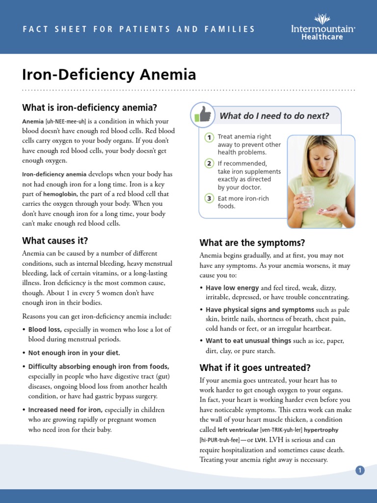 Iron Deficiency Anemia Fact Sheet PDF Anemia Health Sciences