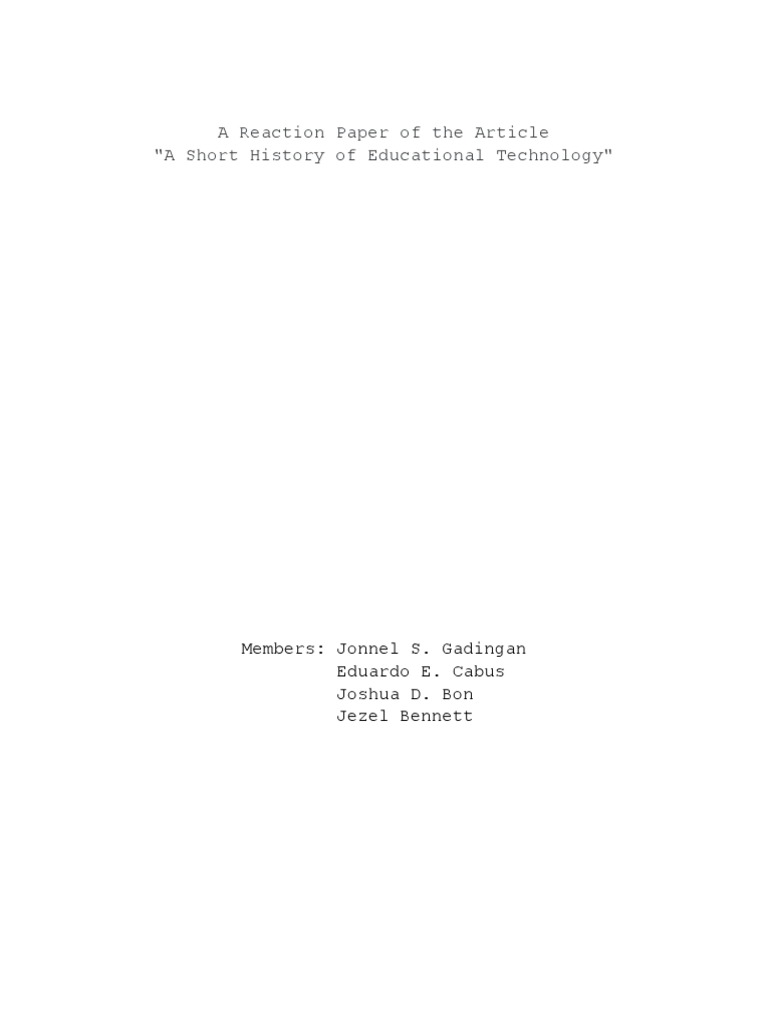 Short History of Educational Technology PDF Educational Technology