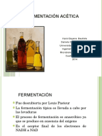Fermentación acética: oxidación del etanol a ácido acético