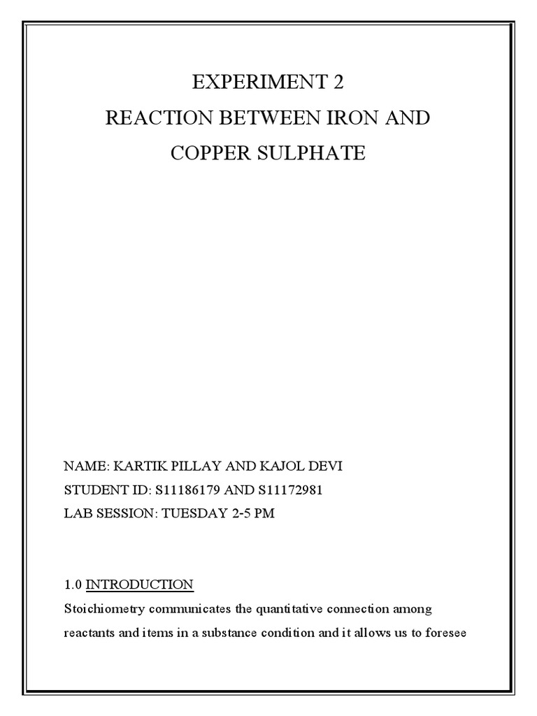 Experiment 2 Reaction Between Iron and Copper Sulphate | PDF | Iron ...