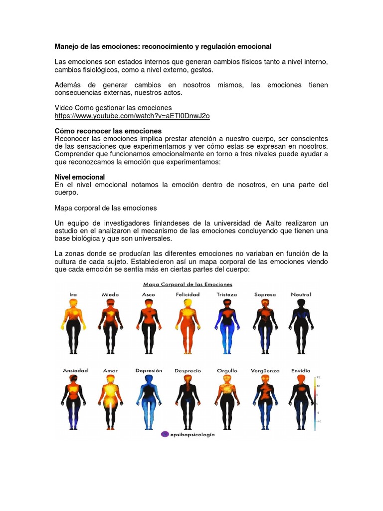Manejo y regulación de emociones | PDF | Las emociones | Conceptos ...
